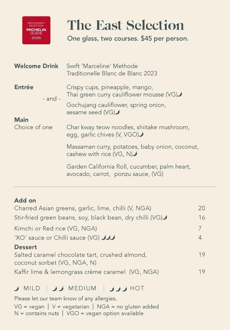The East Selection Menu
